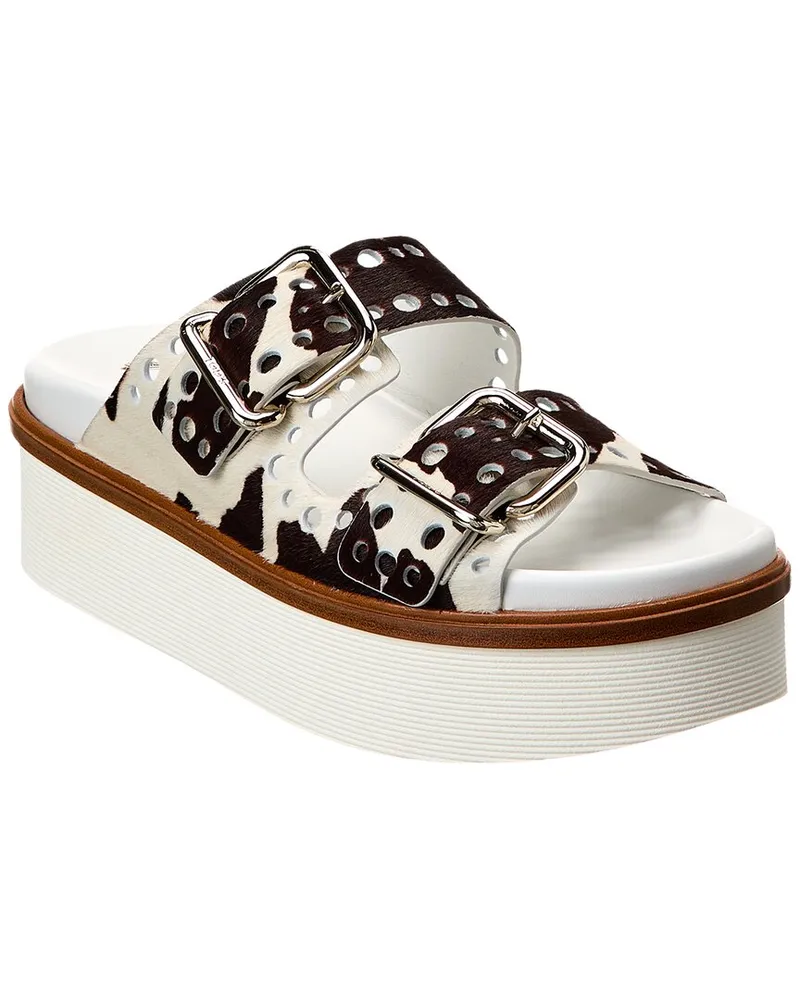 TOD'S TOD’s Logo Haircalf Platform Sandal White