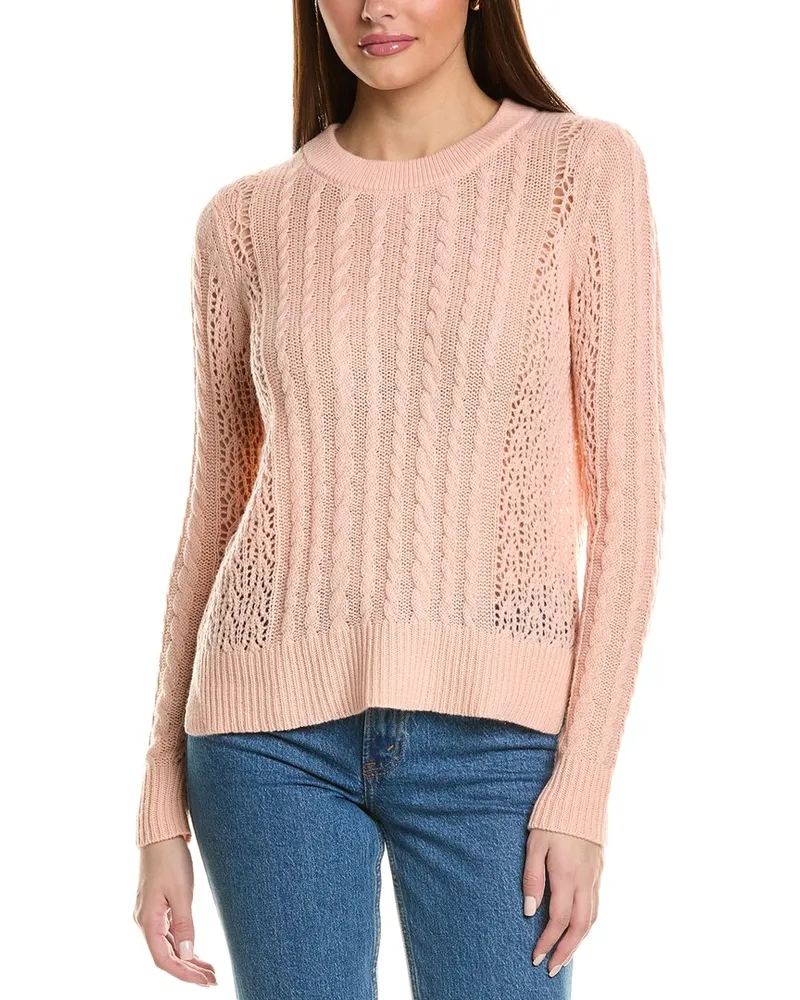 Autumn Cashmere Pointelle & Cable Cashmere Sweater Pink