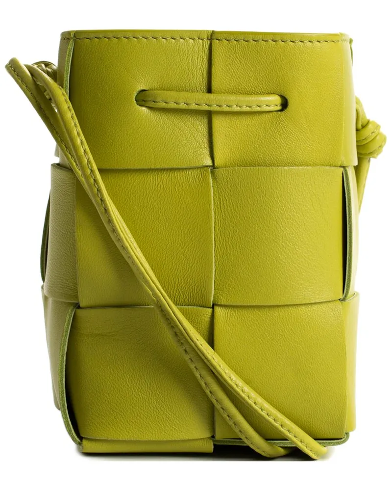 Bottega Veneta Green Intrecciato leather Cassette Bucket Bag (Authentic Pre-Loved Nocolor