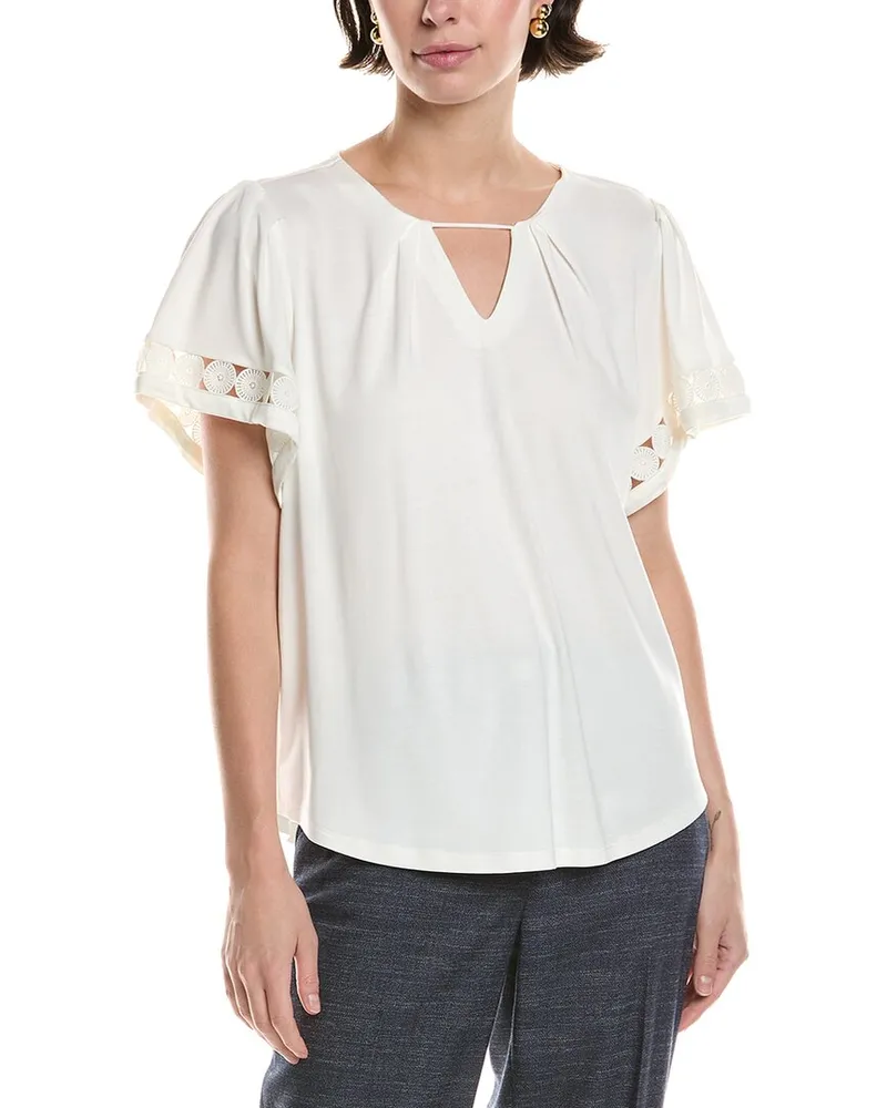 Anne Klein Harmony Keyhole Blouse White