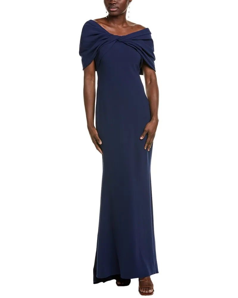 Badgley Mischka Twist Drape Gown Blue