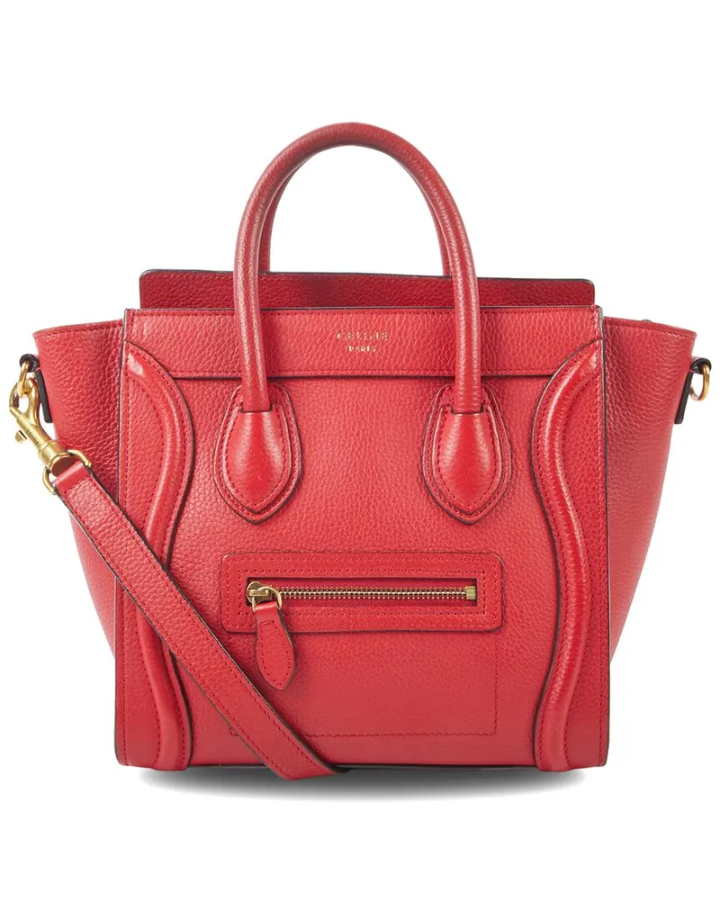 Celine Red Drummed Leather Micro Luggage (Authentic Pre-Loved Nocolor