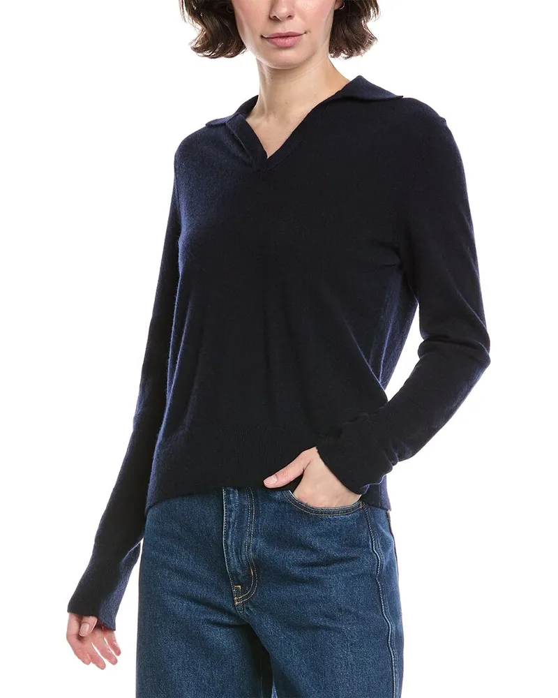 Vince Wool & Cashmere-Blend Polo Sweater Blue