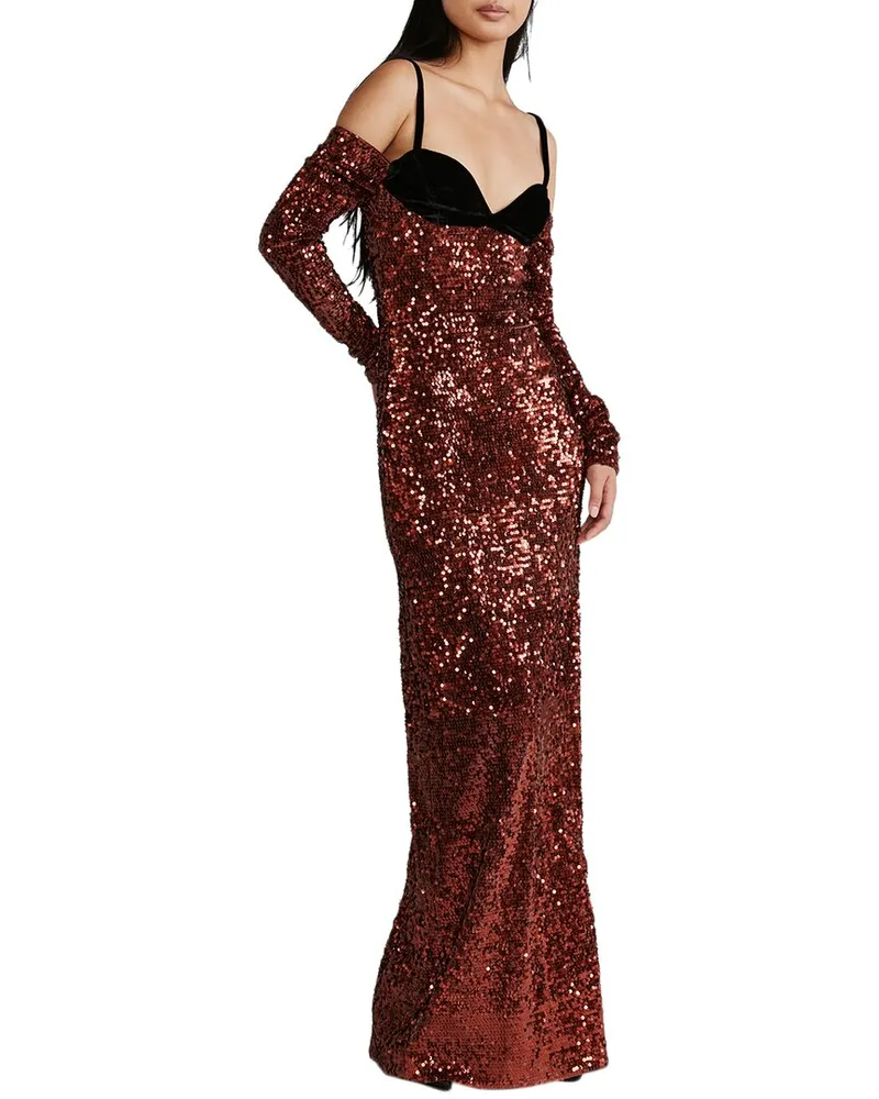 Zac Posen Sequin Bra Top Gown Nocolor
