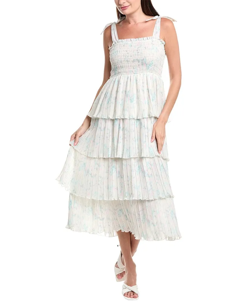 Ganni Georgette Midi Dress White