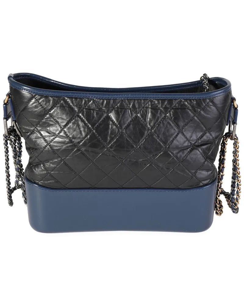 Chanel Black & Blue Quilted Leather Large Gabrielle Hobo (Authentic Pre-Loved Nocolor
