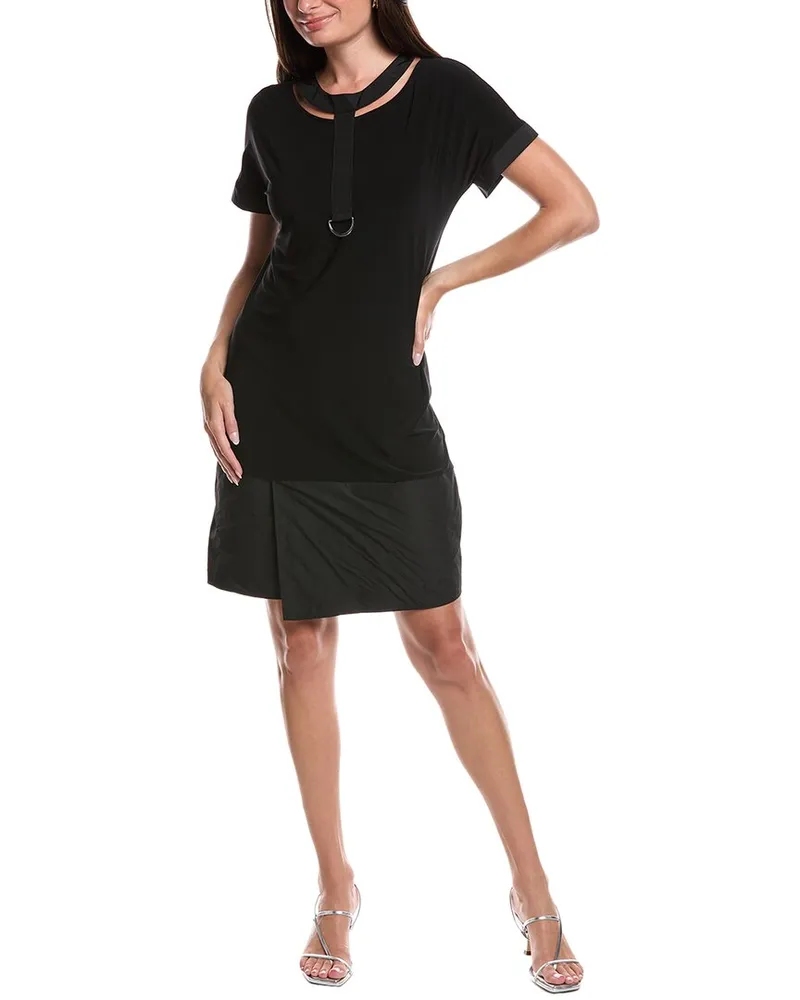 Joseph Ribkoff Mixed Media Cutout Shift Dress Black