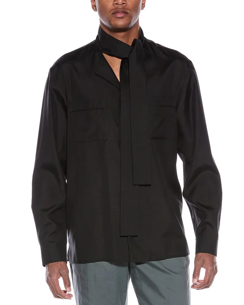 Valentino Garavani Scarf Neck Silk Shirt Black