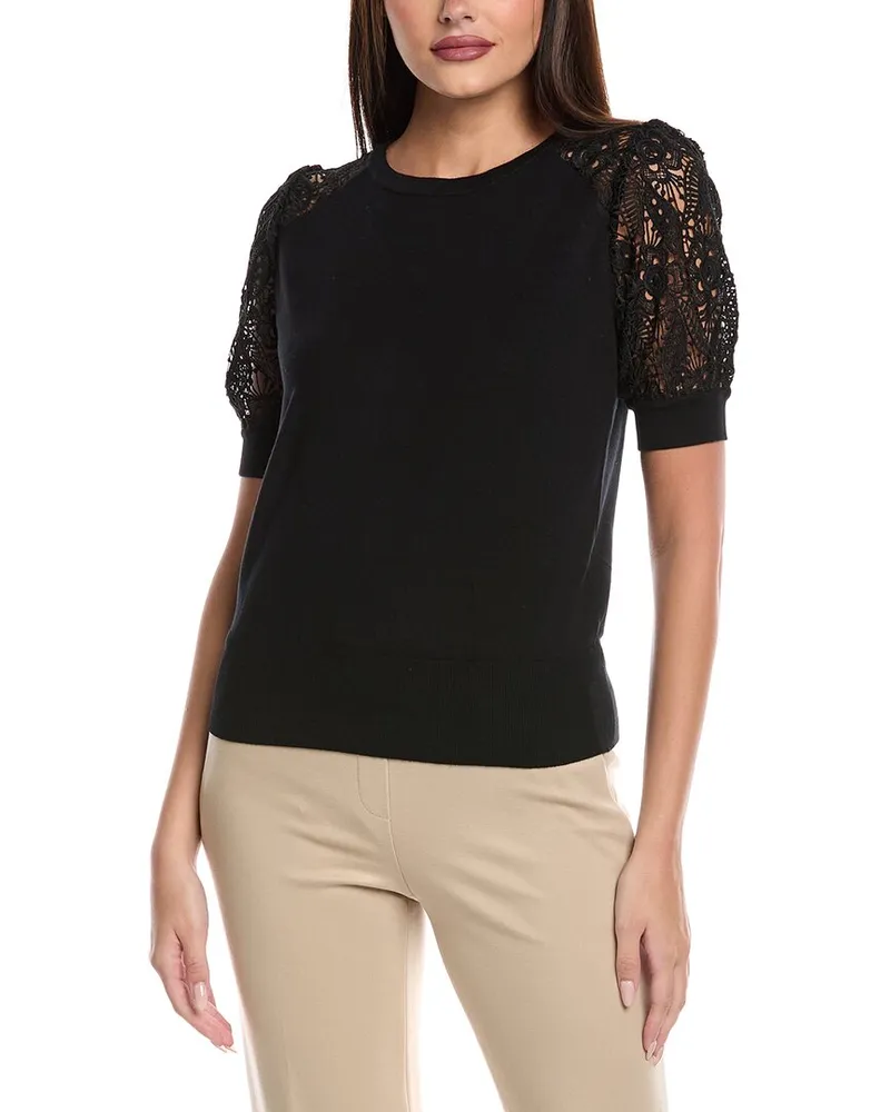 Elie Tahari Felicity Crochet Sweater Black