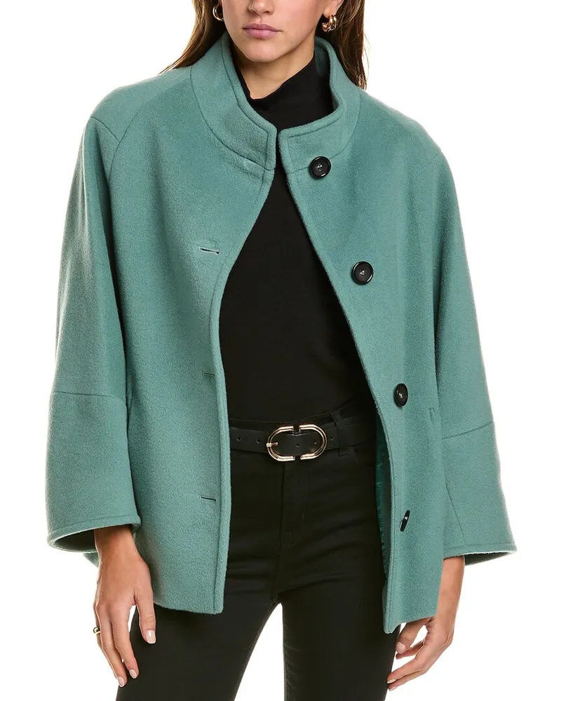 Cinzia Rocca Short Wool-Blend Coat Green