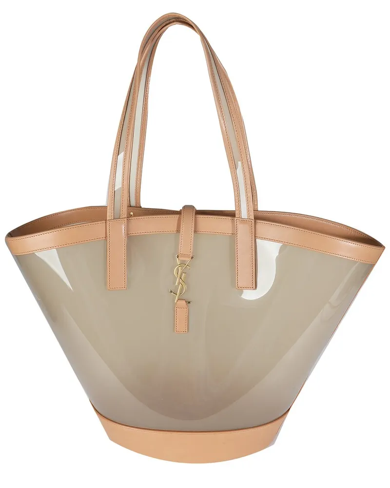 Saint Laurent Beige & Brown Plastic/Rubber Medium Panier Tote (Authentic Pre-Loved Nocolor