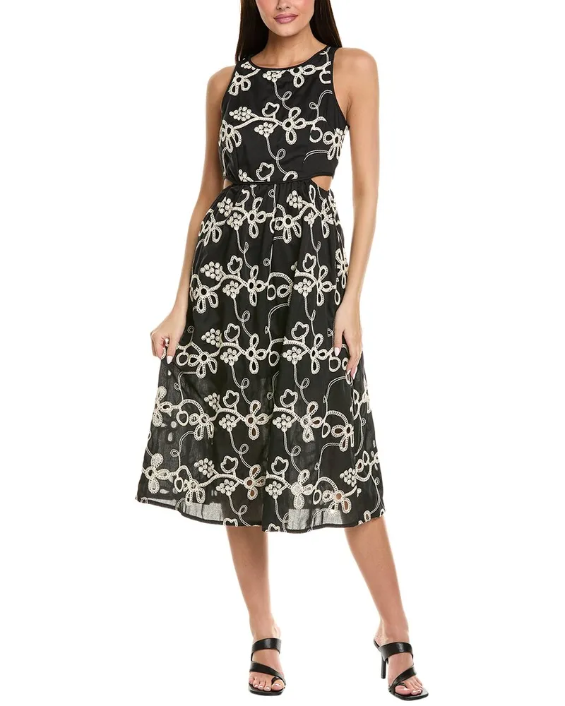 Sam Edelman Rope Embroidered Midi Dress Black