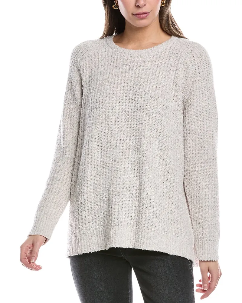 Eileen Fisher Crewneck Cashmere-Blend Pullover White