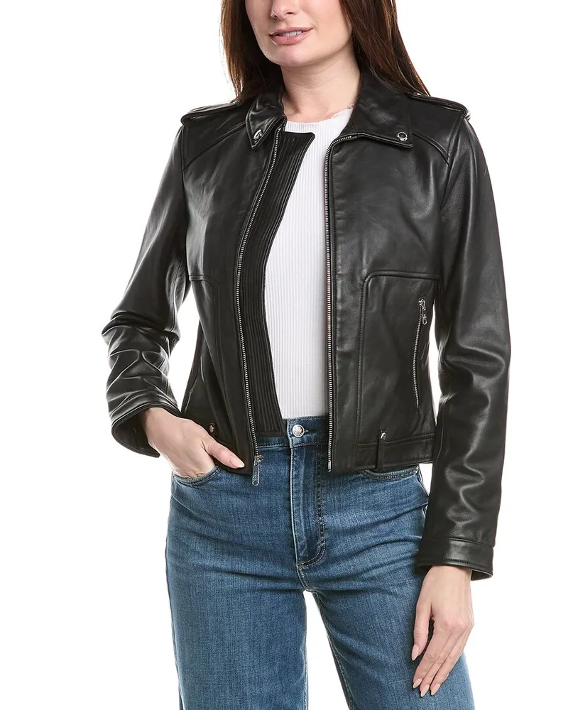 Sam Edelman Leather Moto Jacket Black