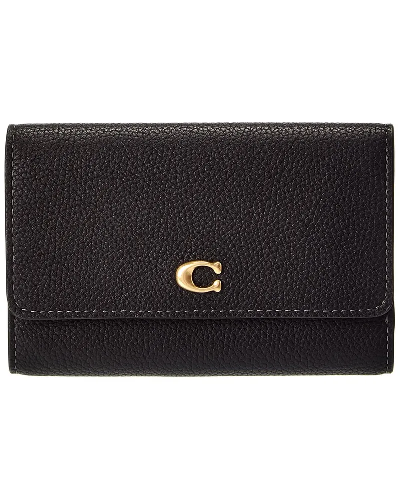 Coach Essential Medium Flap Leather Wallet Black