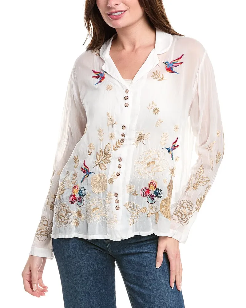Johnny Was Tokyo Blossom Blouse White
