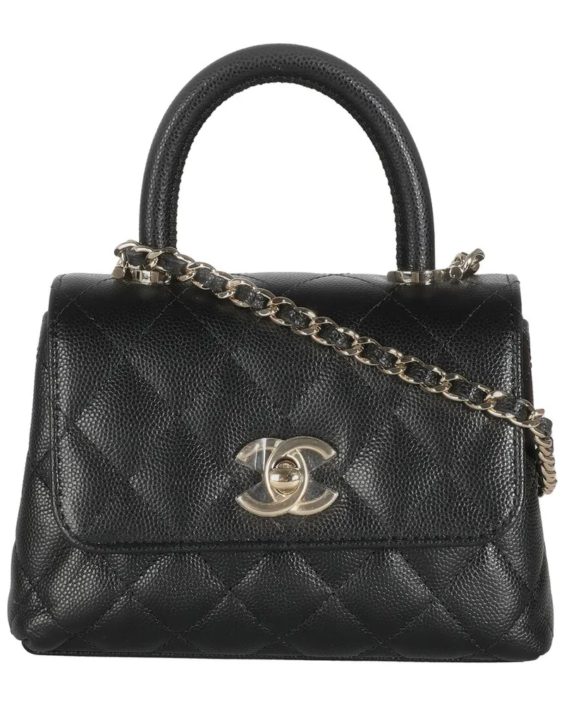 Chanel Black Quilted Leather Extra Mini Coco Top Handle Handbag (Authentic  Pre-Loved Nocolor