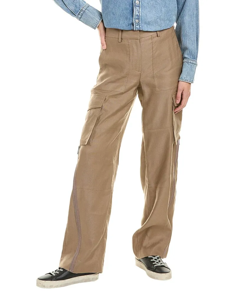 Helmut Lang Cargo Linen-Blend Pant Brown