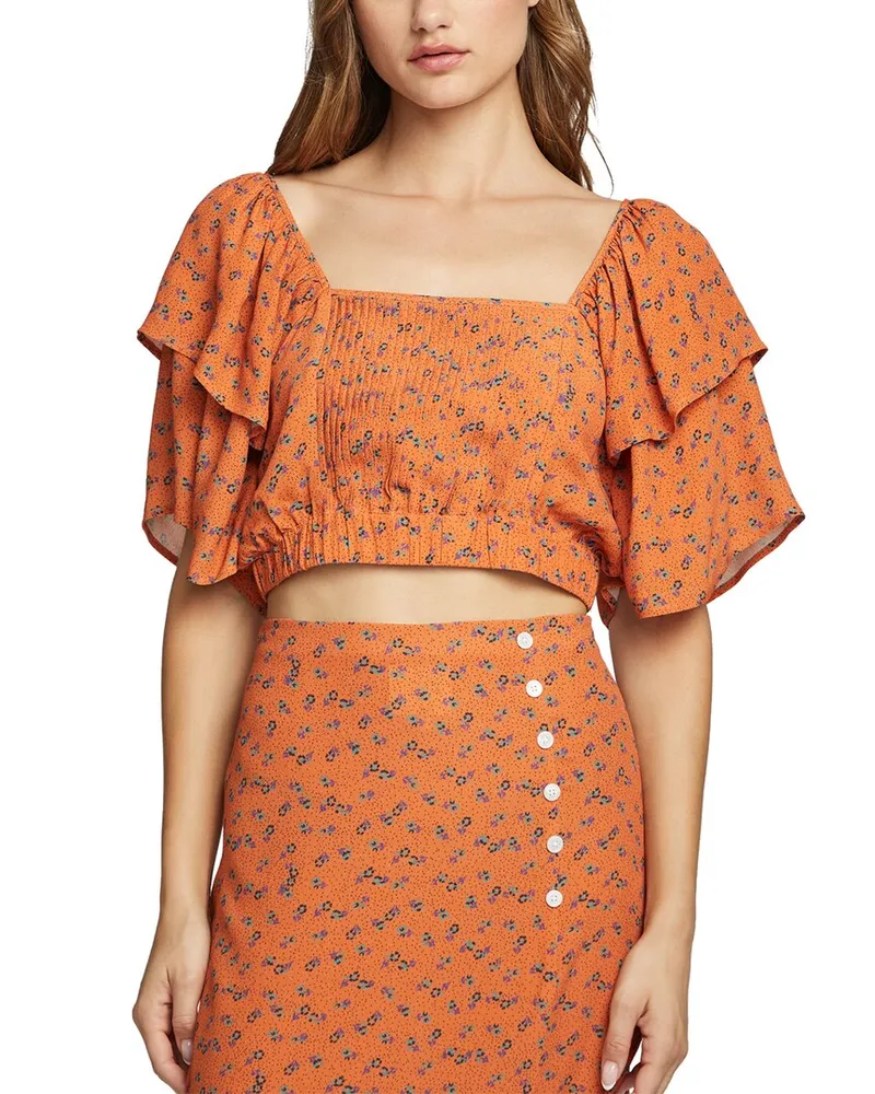 Chaser Kinney Flutter Sleeve Crop Top Nocolor