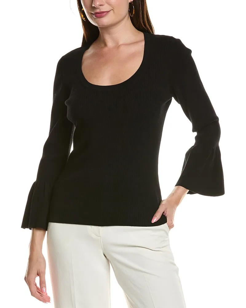 Michael Kors Scoop Ruffle Top Black