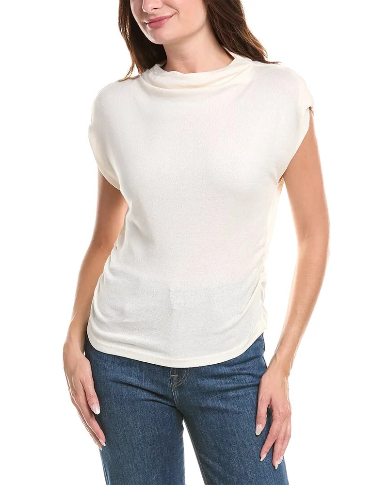 Michael Stars Reese Power Shoulder Top White