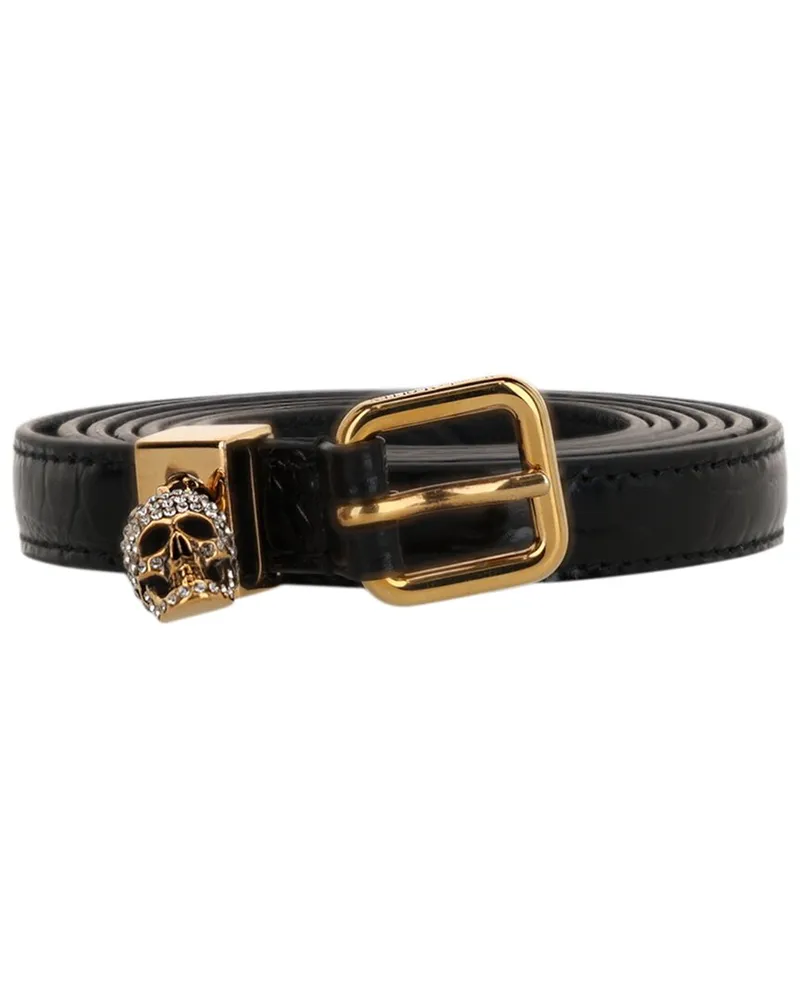 Alexander McQueen Pave Leather Belt Black