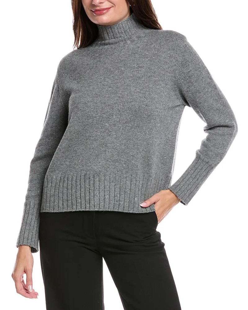 Peserico Mock Neck Wool & Cashmere-Blend Sweater Grey