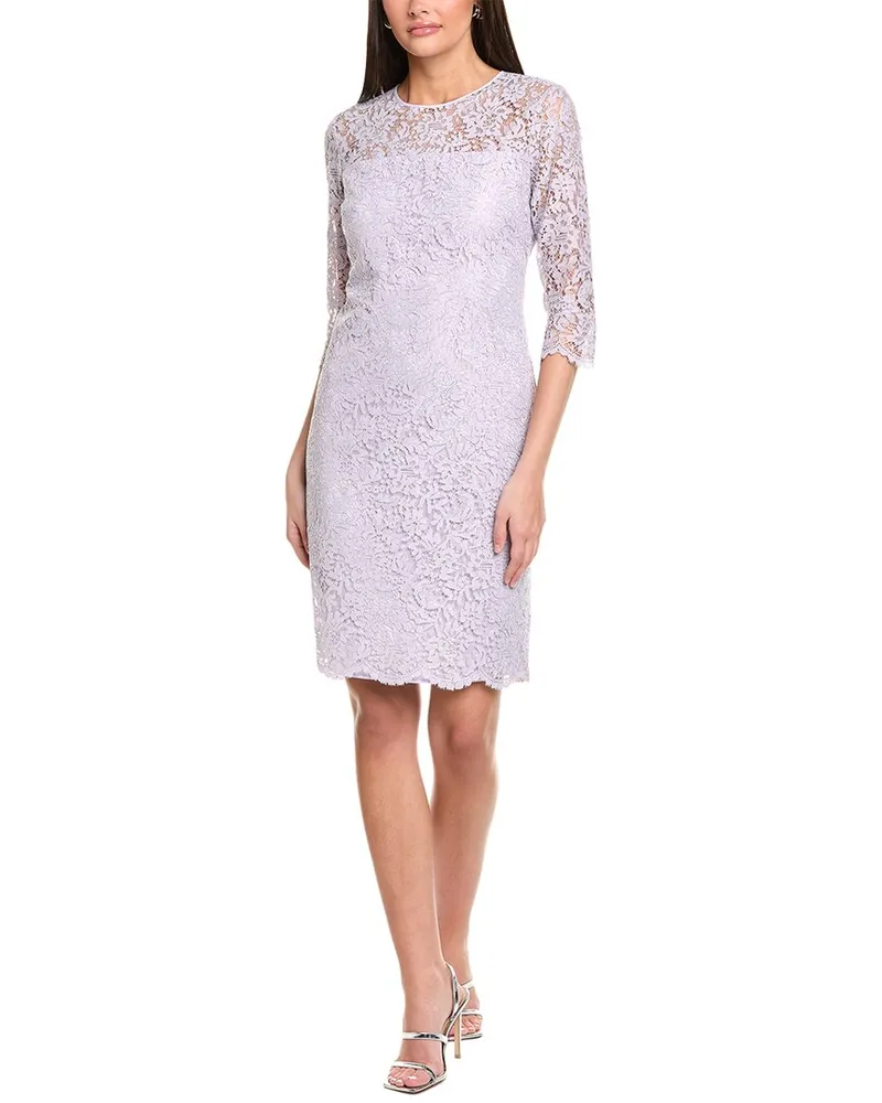 ST. JOHN Corded Metallic Lace Mini Dress Purple
