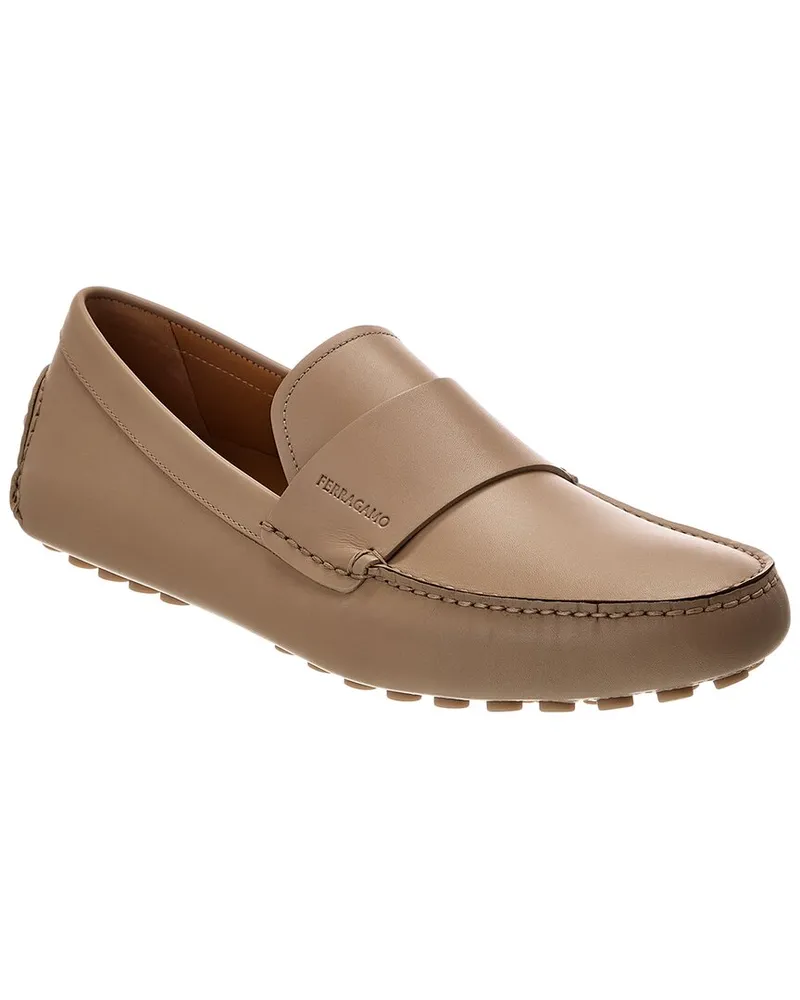Ferragamo Giulito Leather Loafer Beige