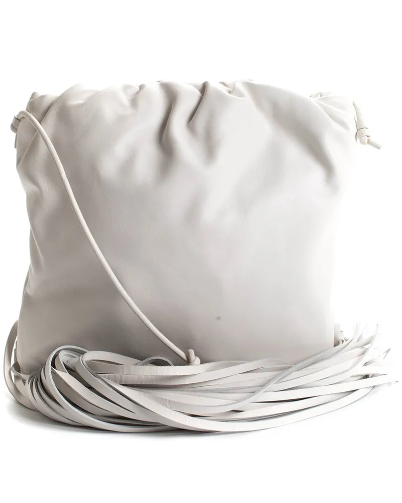 Bottega Veneta White Leather Fringe Pouch (Authentic Pre-Loved Nocolor