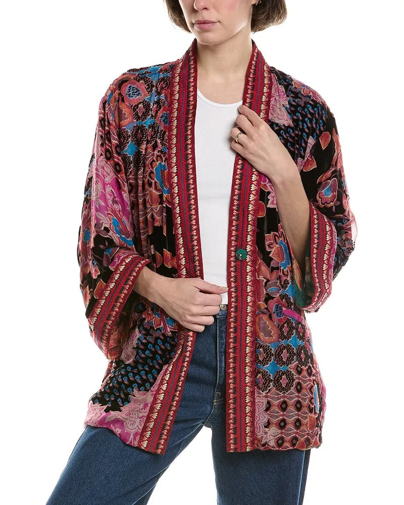 Johnny Was Merhawi Burnout Silk-Blend T Kimono Pink