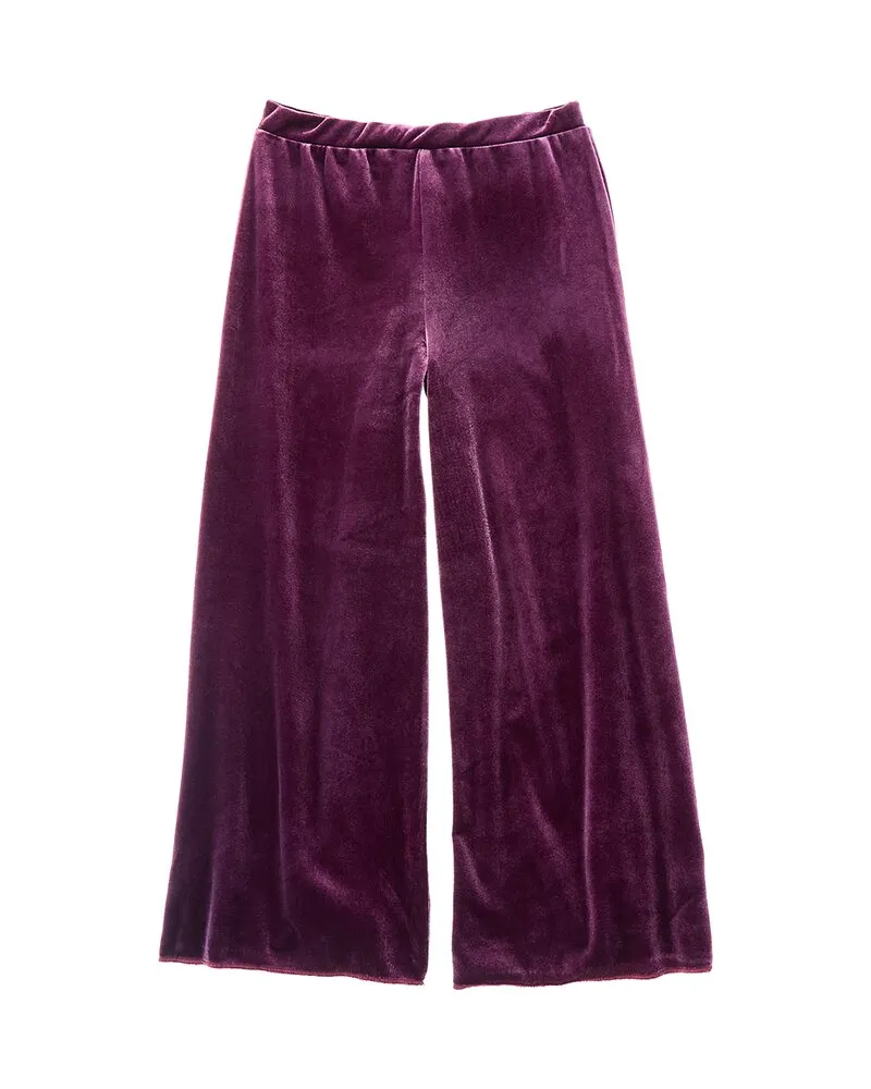 Chaser Stretch Velvet Wide Leg Pant Purple