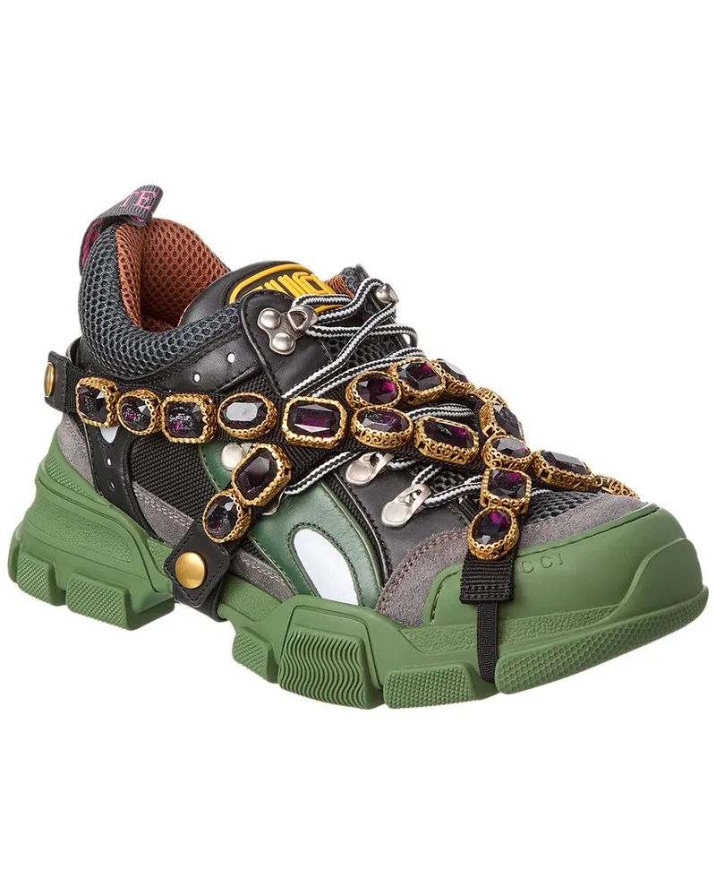 Gucci Flashtrek Leather & Mesh Sneaker Grey