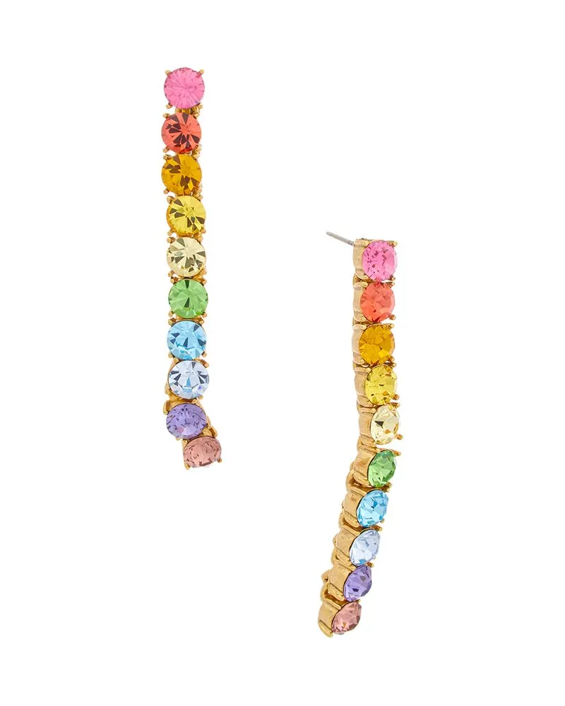 Oscar de la Renta 14K Vertical Crystal Earrings Nocolor