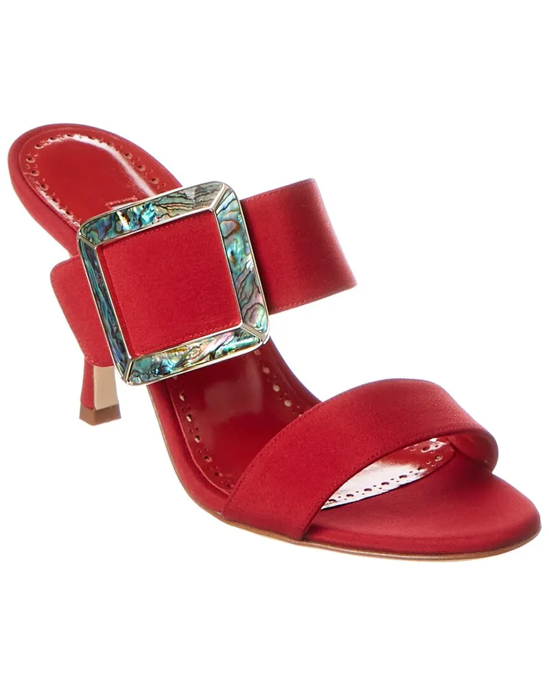 Manolo Blahnik Gable 90 Silk Sandal Red
