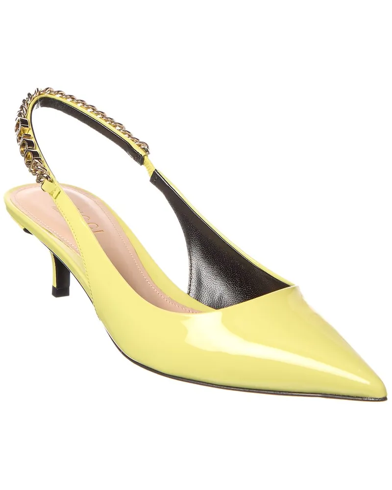 Gucci Signoria Patent Slingback Pump Yellow