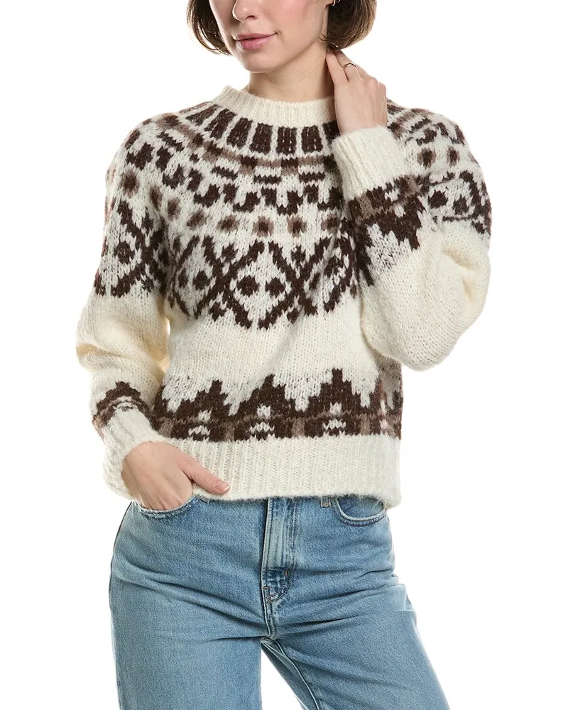 Frame Denim Fairisle Alpaca-Blend Sweater White