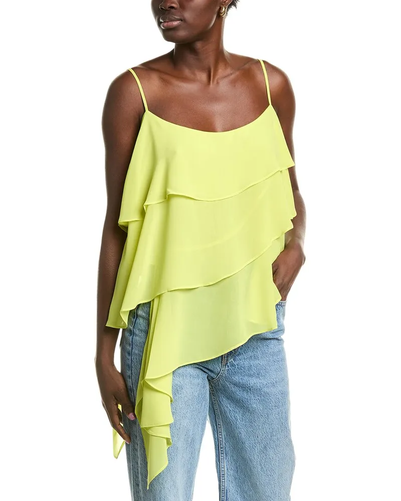 BCBGMAXAZRIA Tiered Sleeveless Blouse Yellow