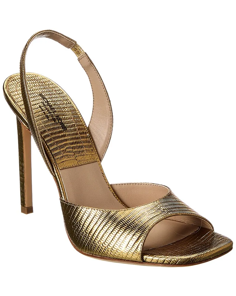 Michael Kors Marisa Lizard-Embossed Leather Slingback Sandal Gold