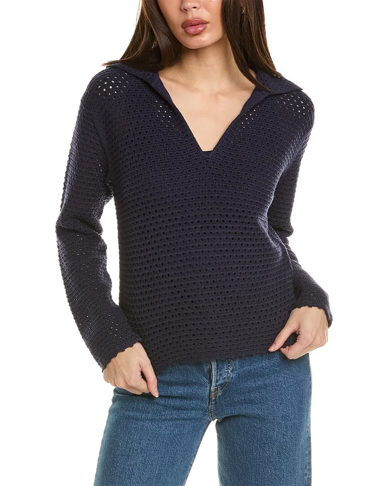 Vince Textured Baja Pullover Blue