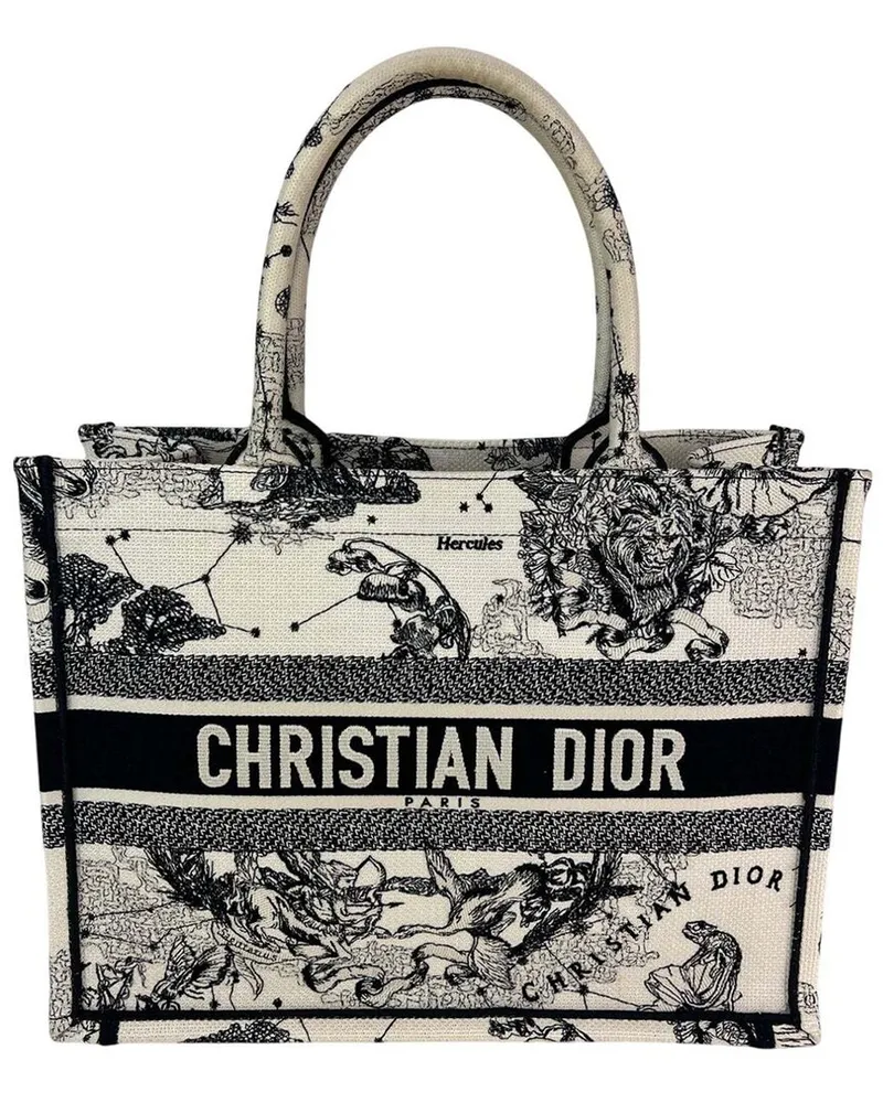Dior Black Canvas Book Embroidered Medium Stars & Signs Tote (Authentic Pre-Loved Nocolor