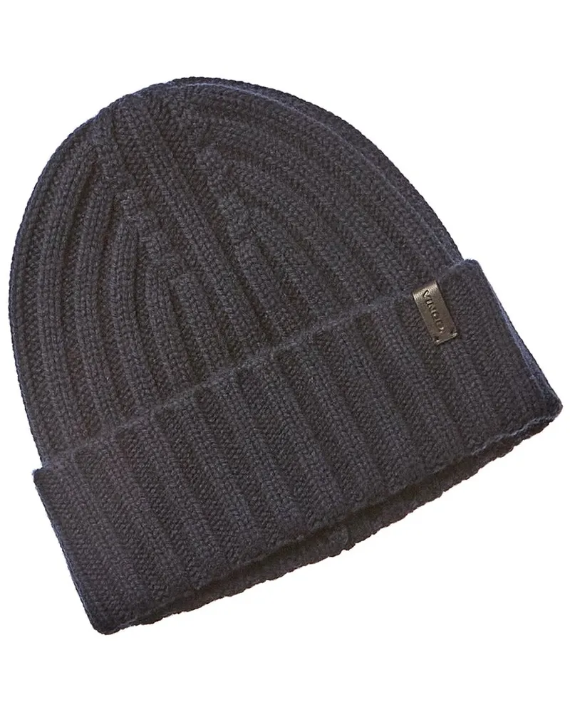 Vince Basic Chunky Rib Wool & Cashmere-Blend Beanie Blue