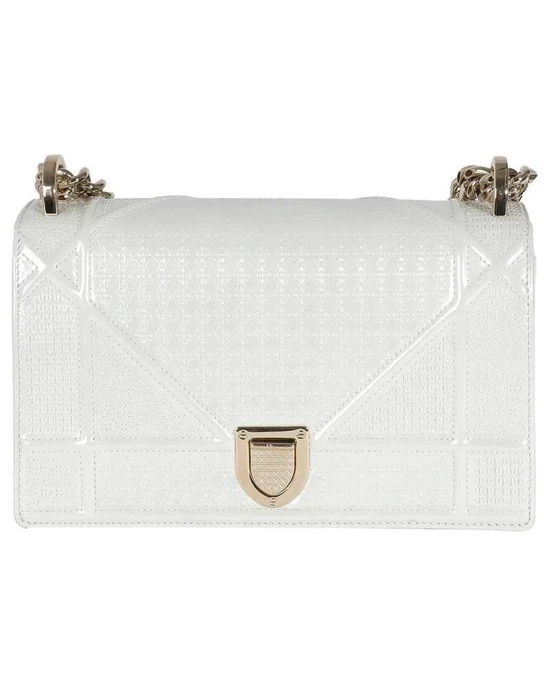 Dior White Leather Small Diorama Flap Bag (Authentic Pre-Loved Nocolor