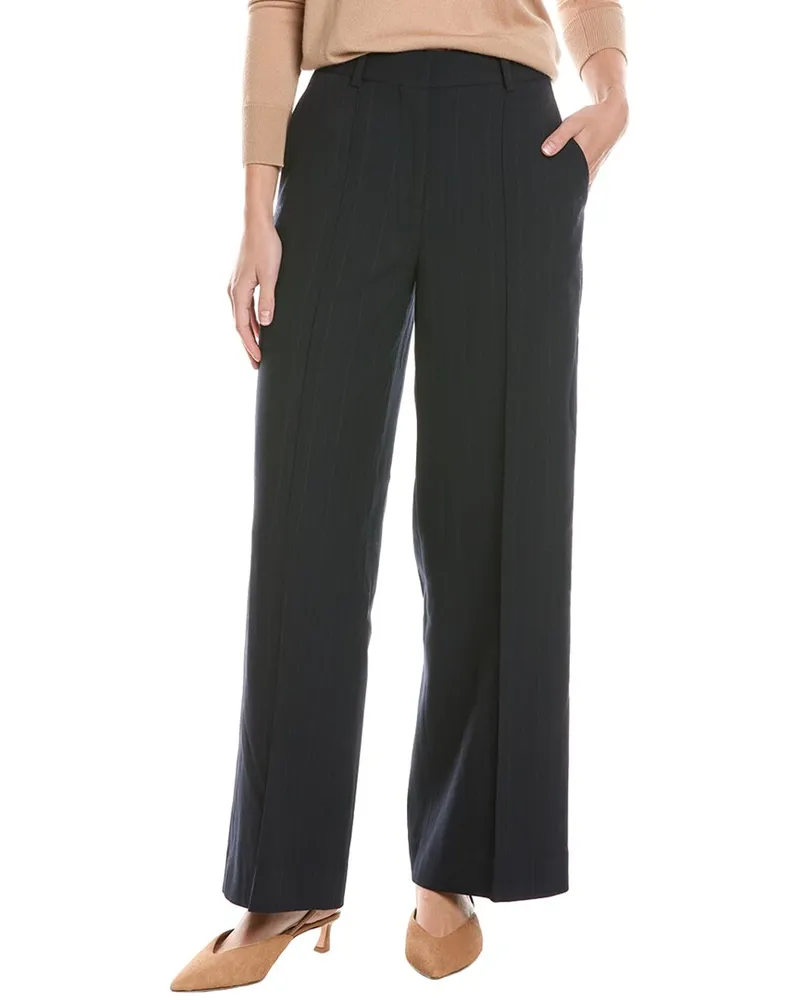Reiss Willow Pinstripe Wide Leg Wool-Blend Pant Blue