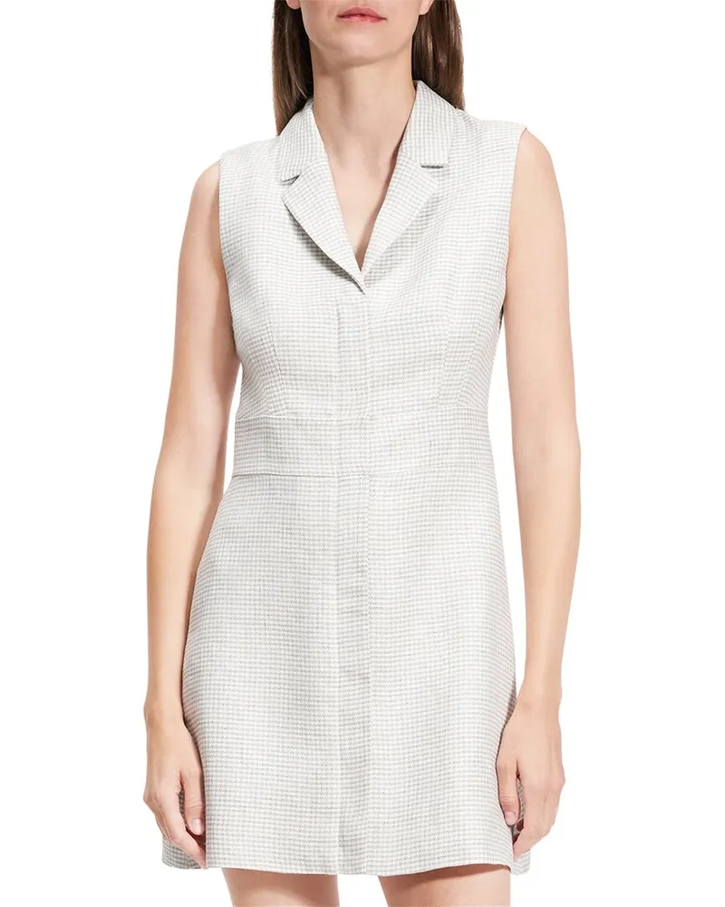 Theory Front Zip Linen-Blend Mini Dress Nocolor