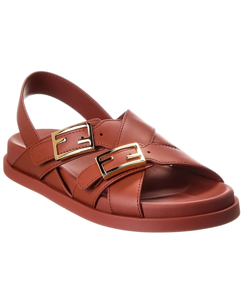 Fendi Feel Leather Sandal Brown