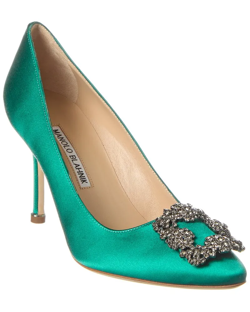 Manolo Blahnik Hangisi 90 Satin Pump Green