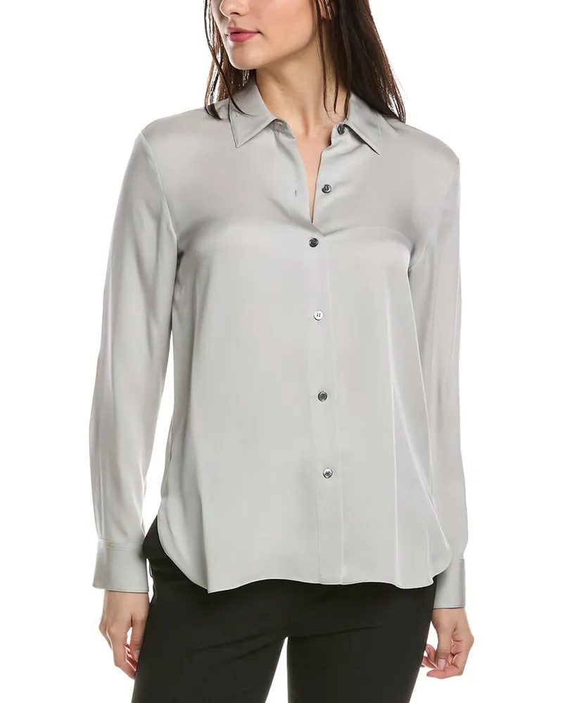 Theory Straight Silk Shirt Silver