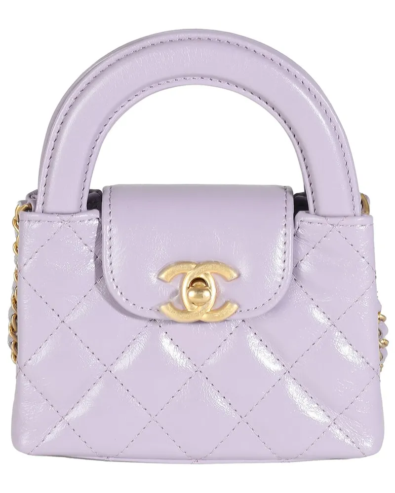 Chanel Purple Quilted Leather Mini Nano Kelly Shopper (Authentic Pre-Loved Nocolor