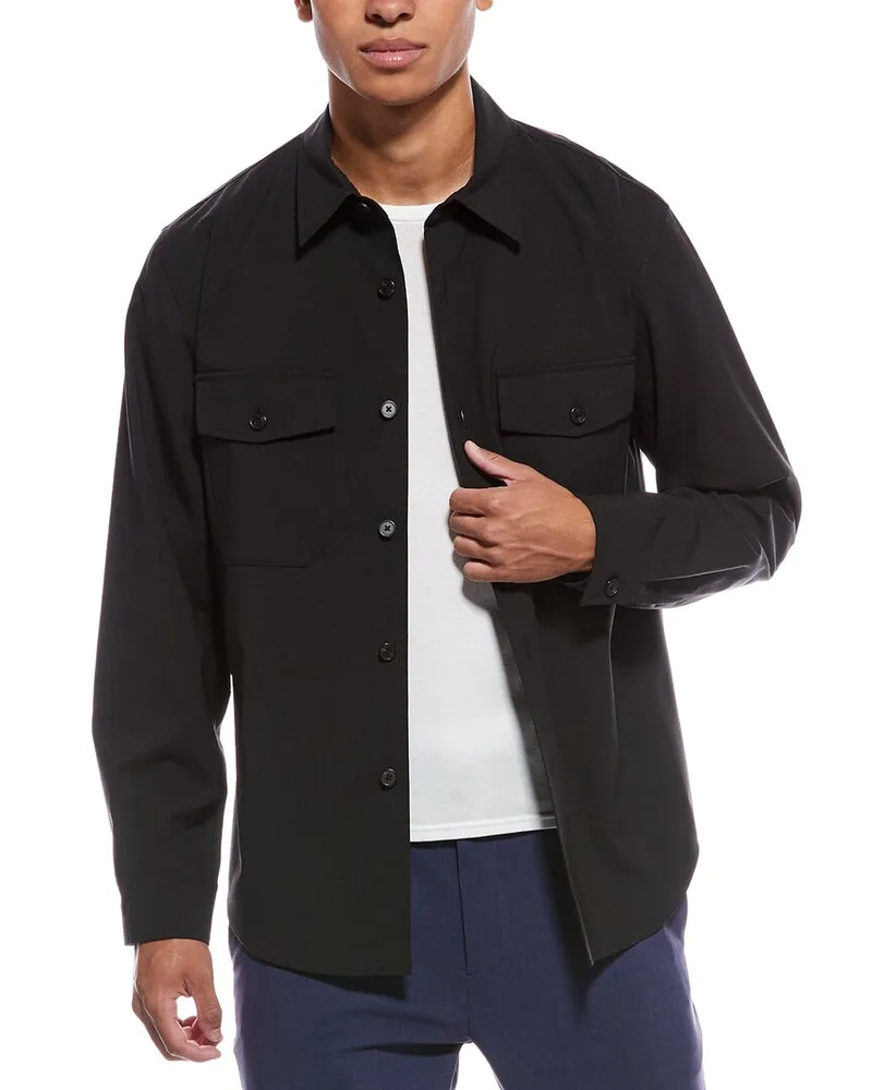 Theory Garvin Wool-Blend Shirt Jacket Brown